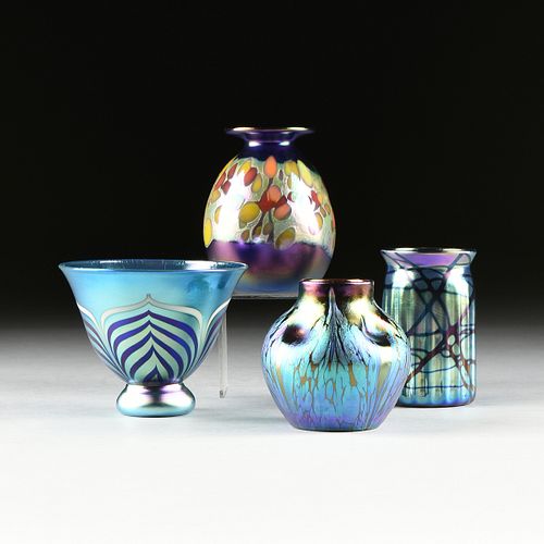A GROUP OF FOUR ART GLASS BOWL
