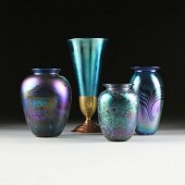 A GROUP OF FOUR BLUE IRIDESCEN