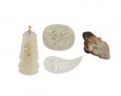 A GROUP OF FOUR CARVED JADE DE