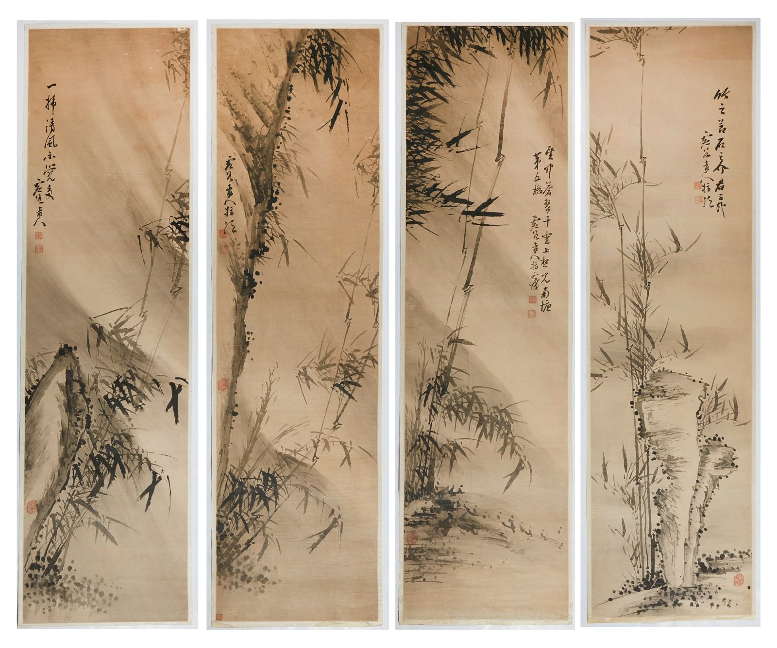 A GROUP OF FOUR INK BAMBOO