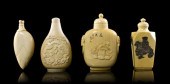 A Group of Four Ivory Snuff Bo