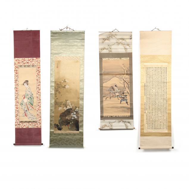 A GROUP OF FOUR JAPANESE KAKEMONO