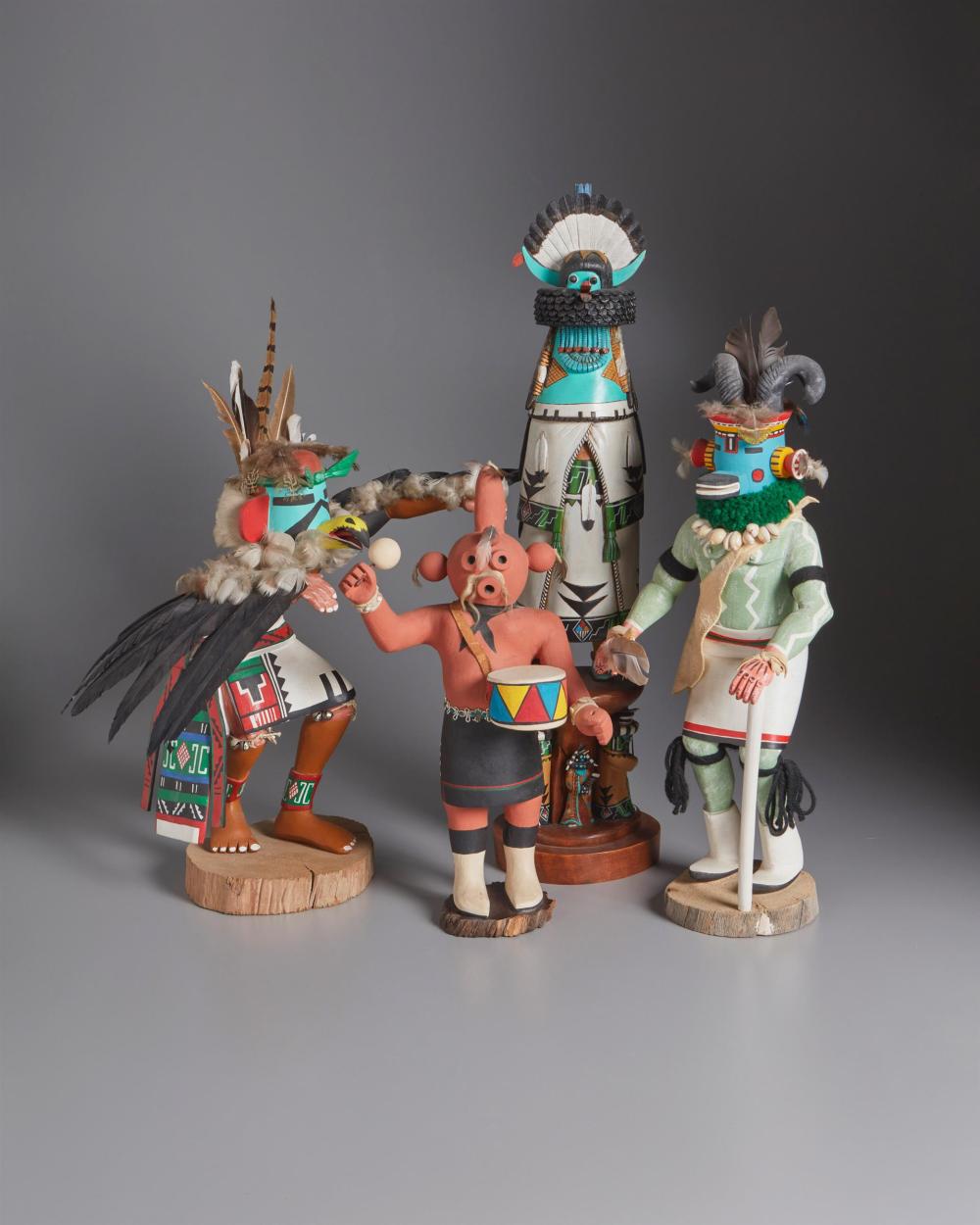 A GROUP OF FOUR KACHINA FIGURESA