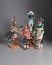 A GROUP OF FOUR KACHINA FIGURE