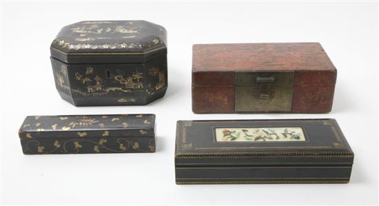 A Group of Four Lacquered Boxes