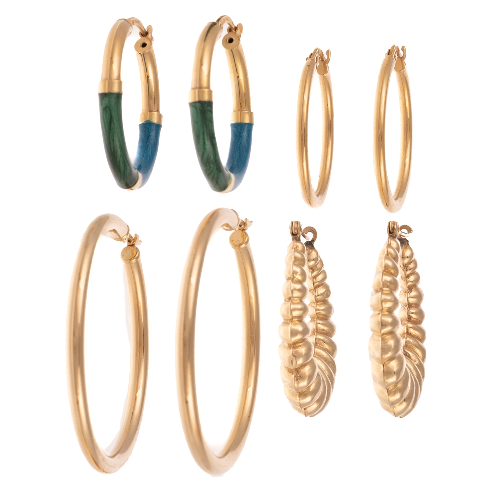 A GROUP OF FOUR PAIRS OF GOLD