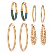 A GROUP OF FOUR PAIRS OF GOLD