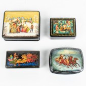 A GROUP OF FOUR RUSSIAN LACQUE