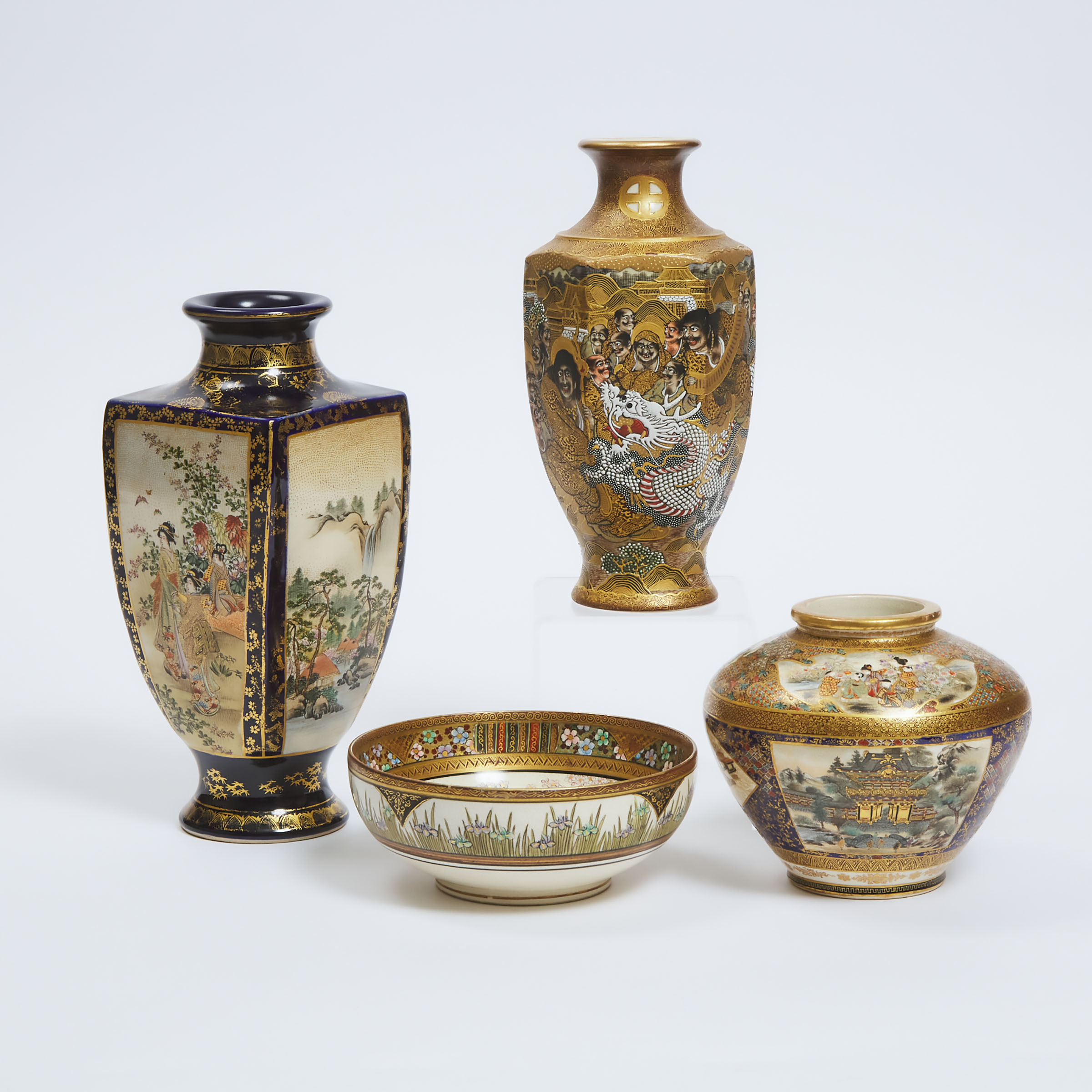 A Group of Four Satsuma Wares,