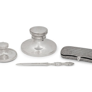 A Group of Four Silver Desk