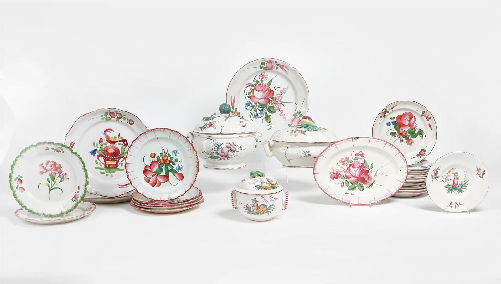 A GROUP OF FRENCH FAIENCE TABLE