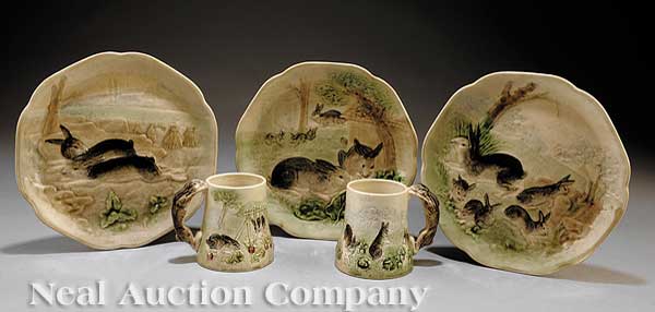 A Group of French Majolica Rabbit