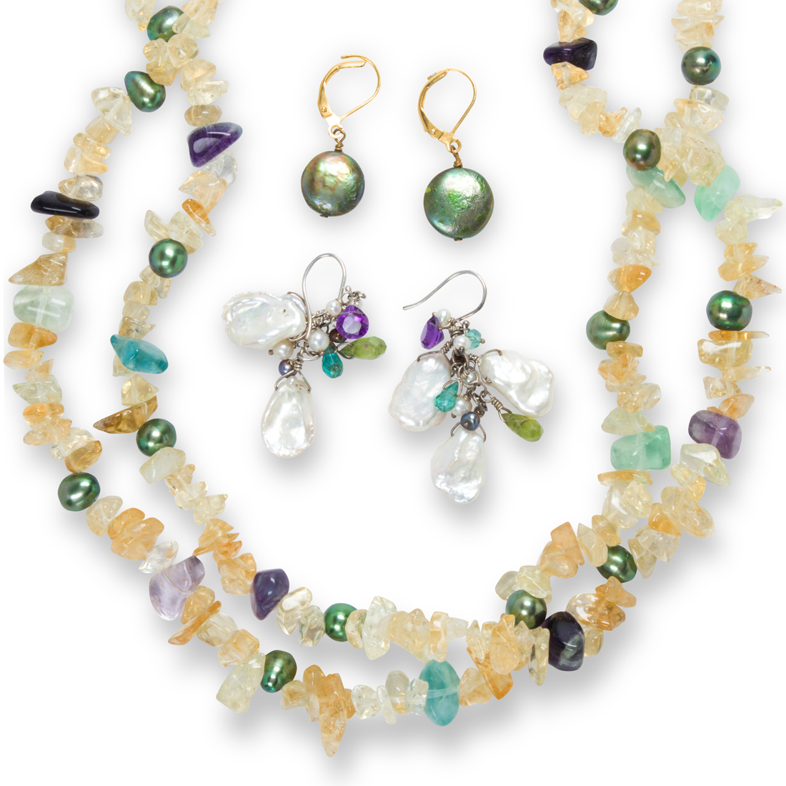 A GROUP OF GEMSTONE AND CULTURED
