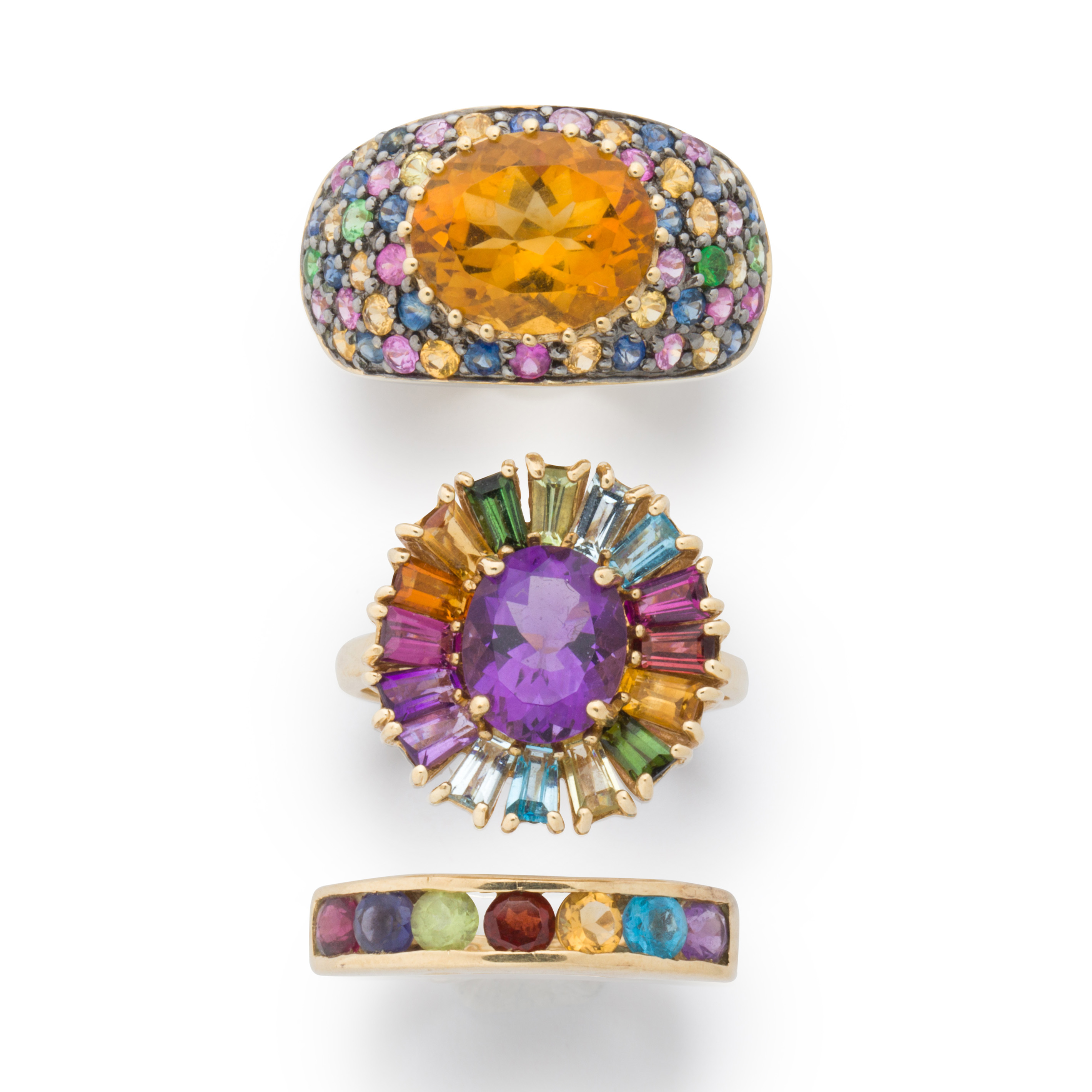 A GROUP OF GEMSTONE AND TEN KARAT