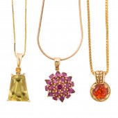A GROUP OF GEMSTONE NECKLACES