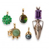 A GROUP OF GEMSTONE PENDANTS A