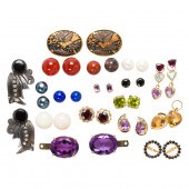 A GROUP OF GEMTONE EARRINGS WI