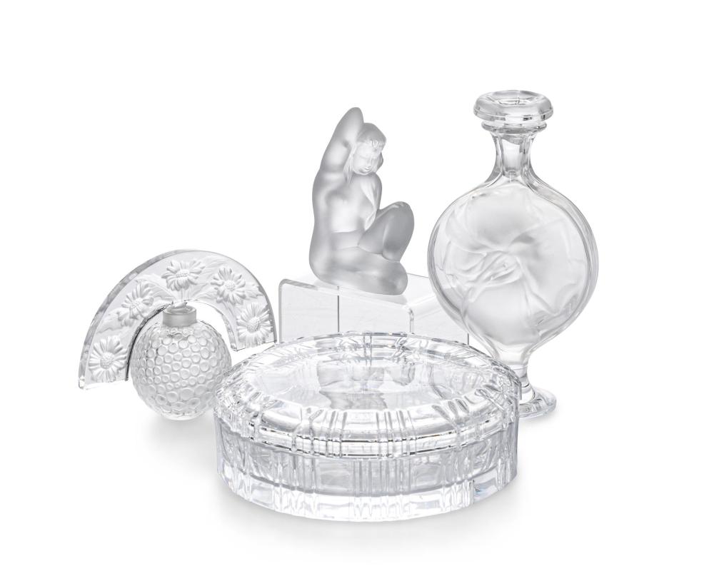 A GROUP OF GLASS VANITY ITEMSA