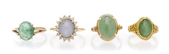 *A Group of Gold and Cabochon Gem