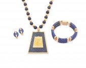 A GROUP OF GOLD AND LAPIS LAZU