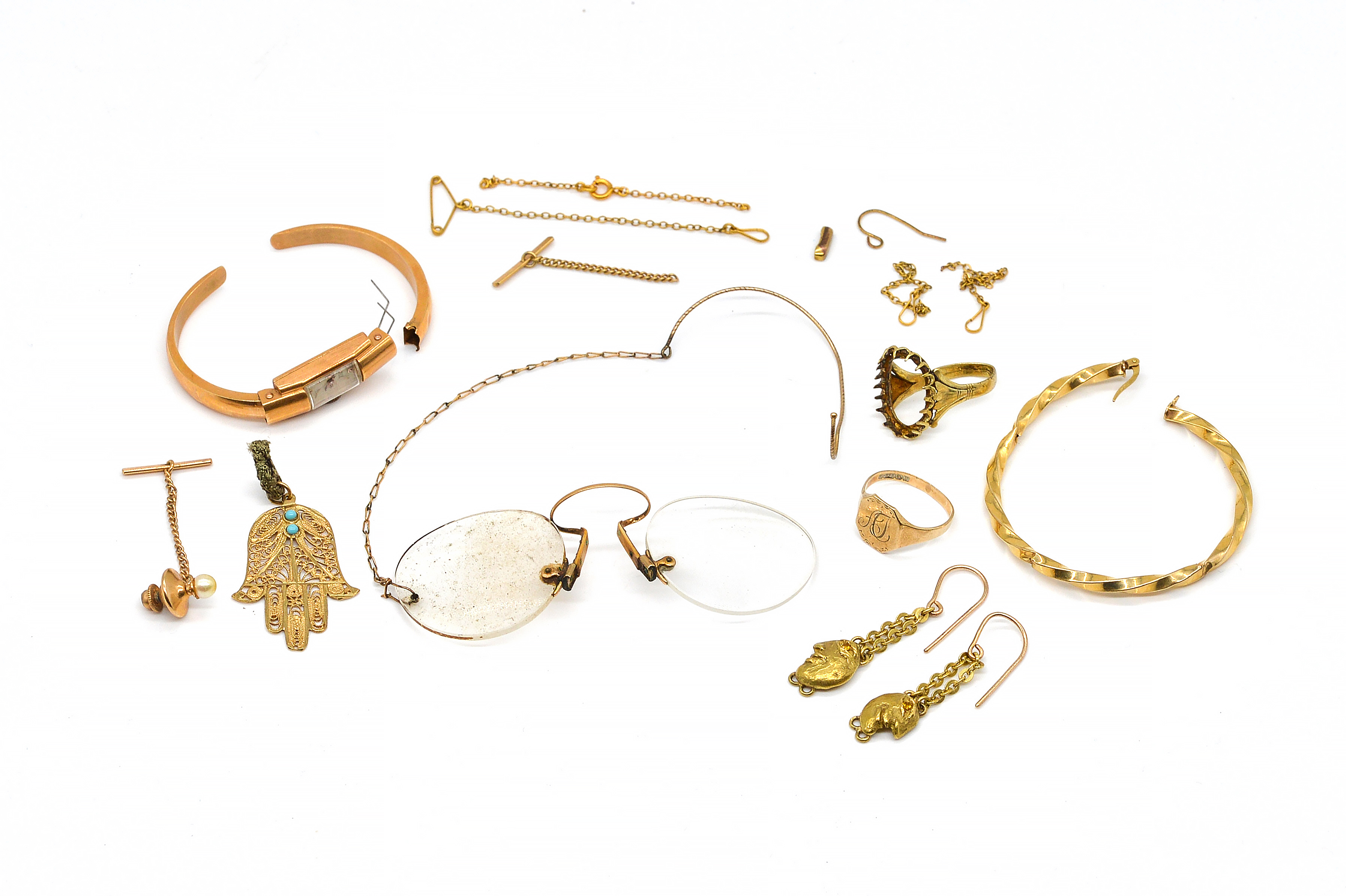 A GROUP OF GOLD AND GILT METAL