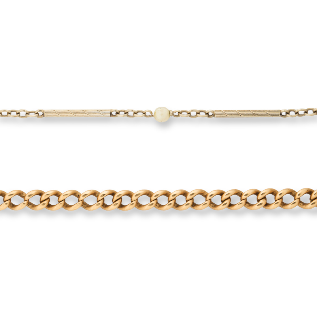 A GROUP OF GOLD FOB LINK CHAINS A