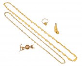 A GROUP OF GOLD NUGGET JEWELRY