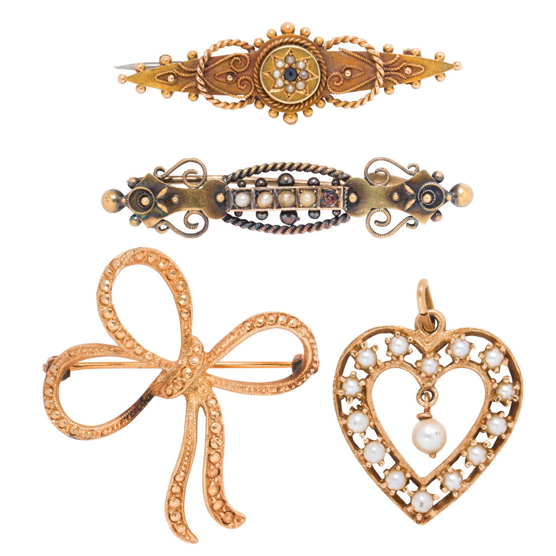 A GROUP OF GOLD PENDANT AND