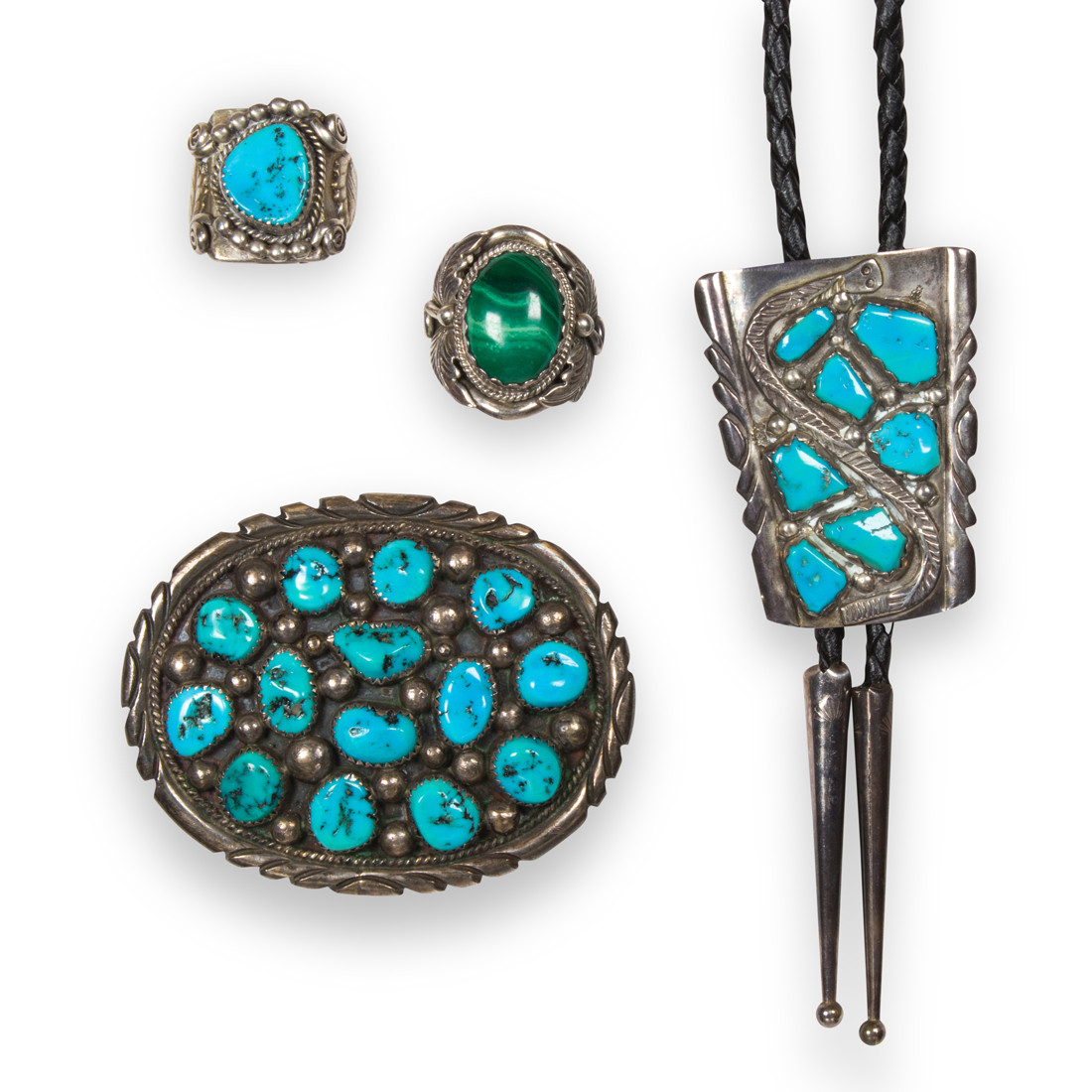 A GROUP OF HARDSTONE AND SILVER
