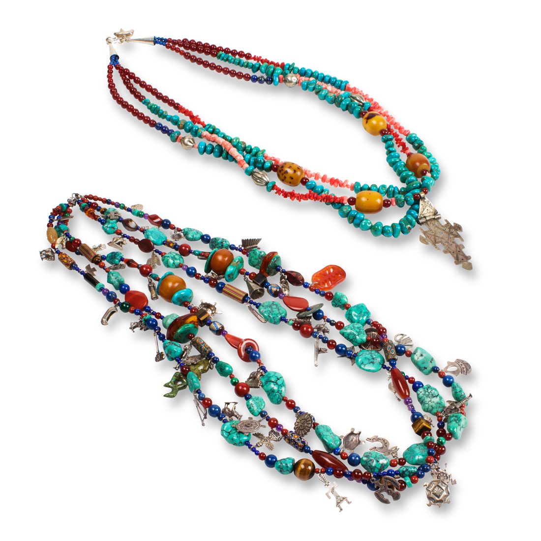 A GROUP OF HARDSTONE BEAD NECKLACES