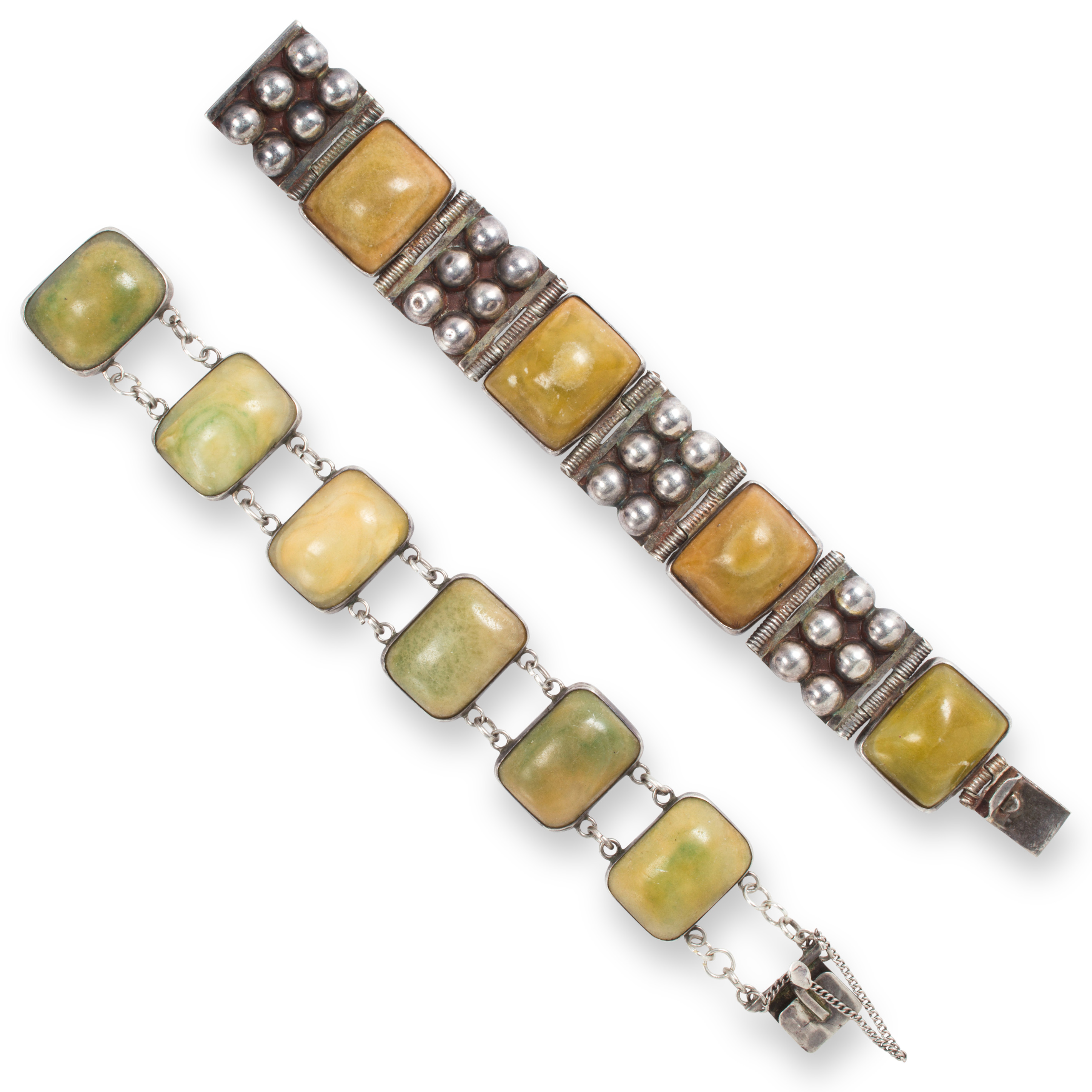 A GROUP OF HARDSTONE BRACELETS A