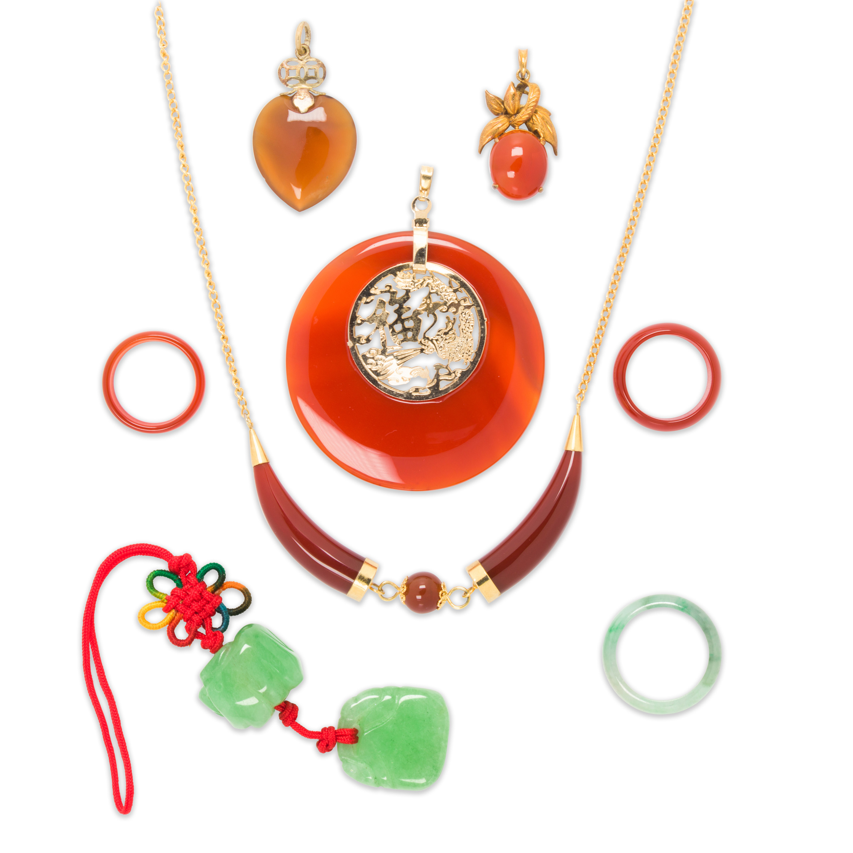 A GROUP OF HARDSTONE JEWELRY A