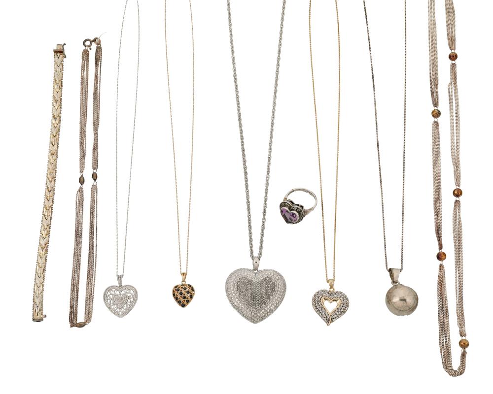 A GROUP OF HEART MOTIF JEWELRYA