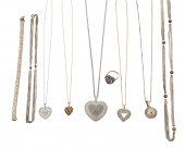 A GROUP OF HEART MOTIF JEWELRY
