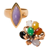 A GROUP OF JADE AND 14K GOLD J