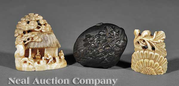 A Group of Japanese Carved Wood and