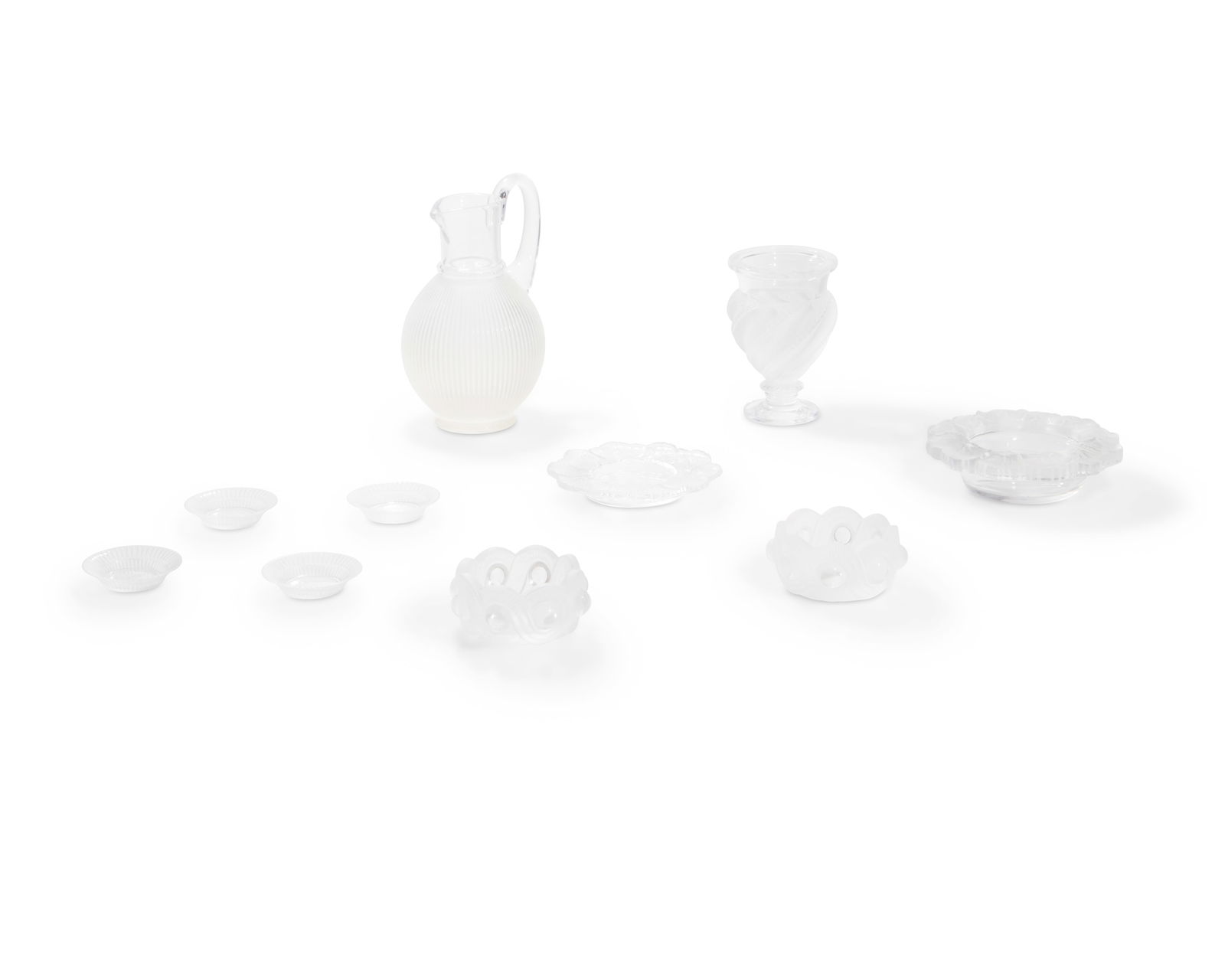 A GROUP OF LALIQUE GLASS TABLE