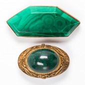 A GROUP OF MALACHITE BROOCHES