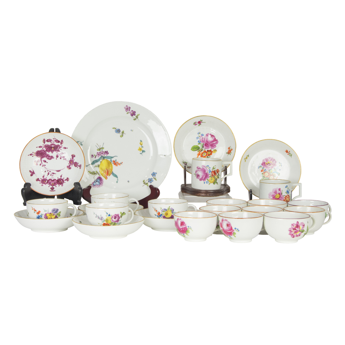 A GROUP OF MEISSEN FLORAL DECORATED