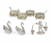 A GROUP OF METAL AND SILVER TA