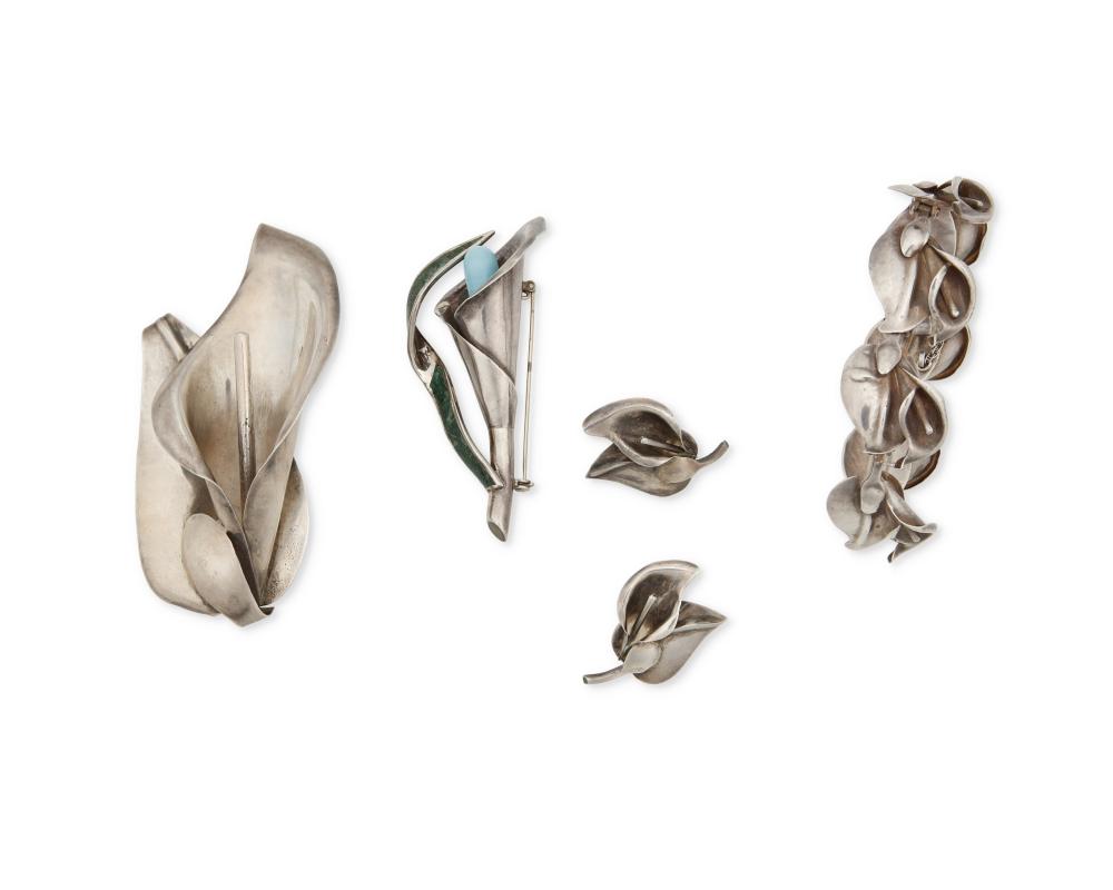 A GROUP OF MEXICAN SILVER "CALLA