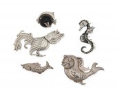 A GROUP OF MEXICAN SILVER BROO