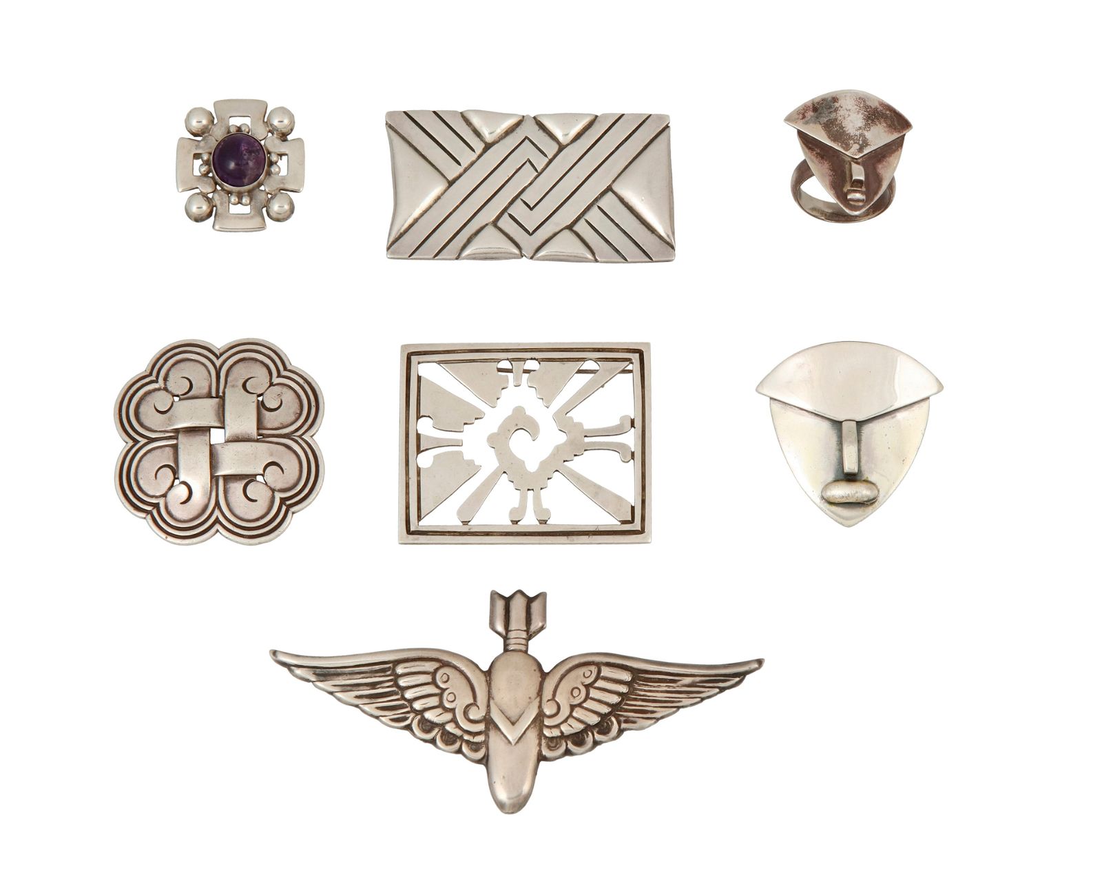 A GROUP OF MEXICAN SILVER JEWELRY