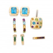 A GROUP OF MULTI-HUED GEMSTONE