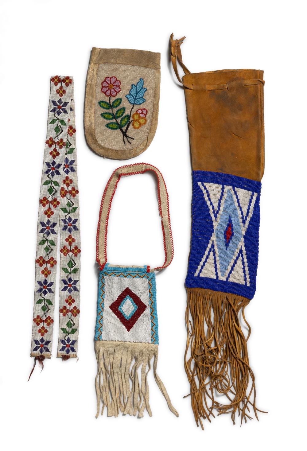 A GROUP OF NATIVE AMERICAN BEADED
