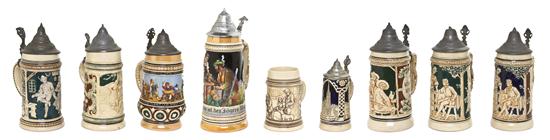 * A Group of Nine German Pottery