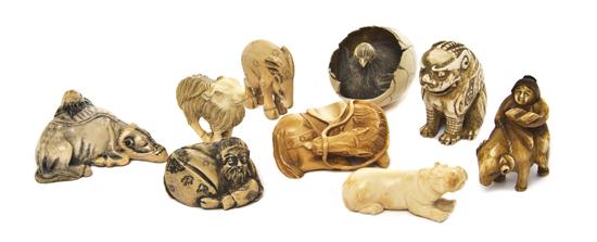 A Group of Nine Animal Netsuke