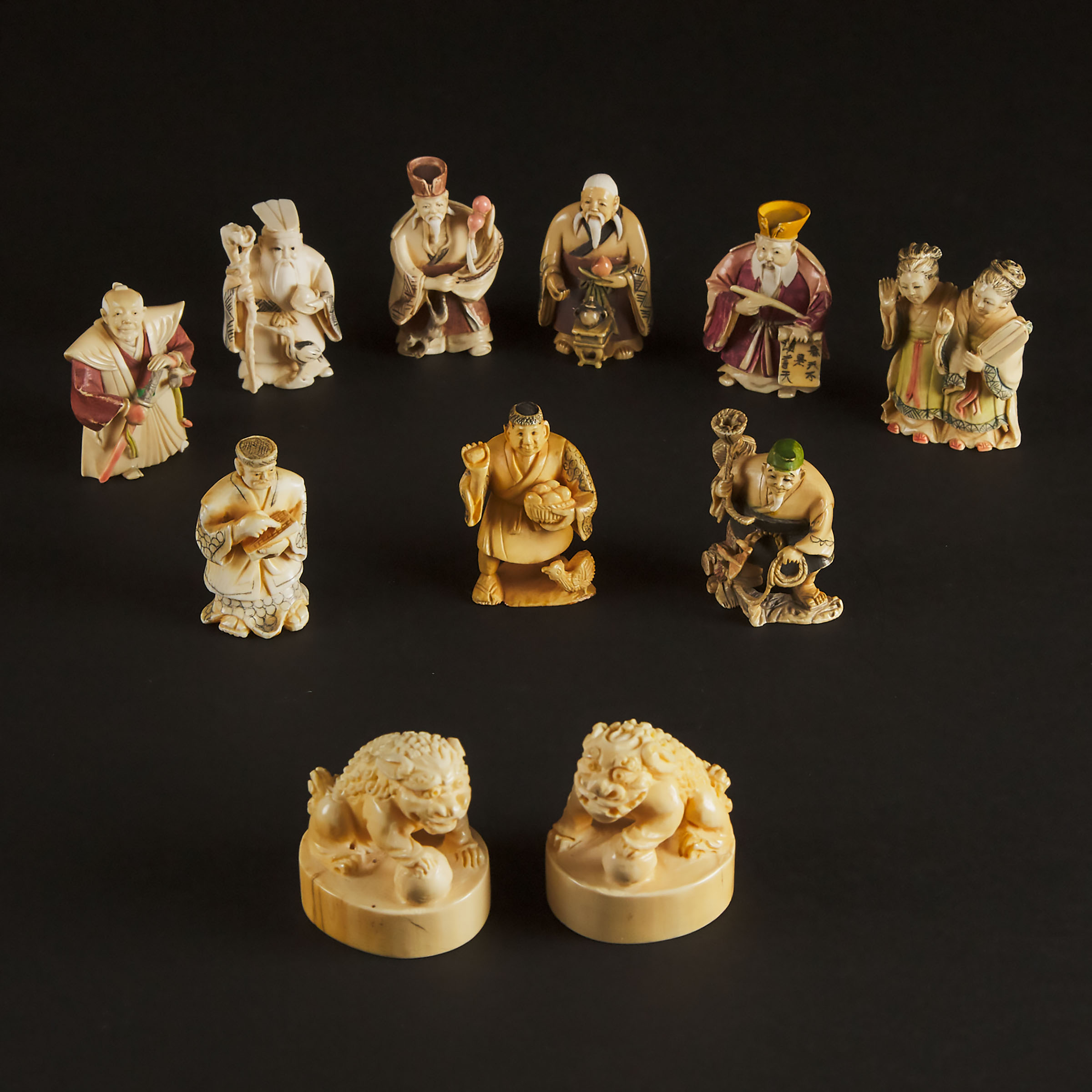 A Group of Nine Ivory Netsuke