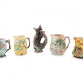 A Group of Nine Majolica Pitch