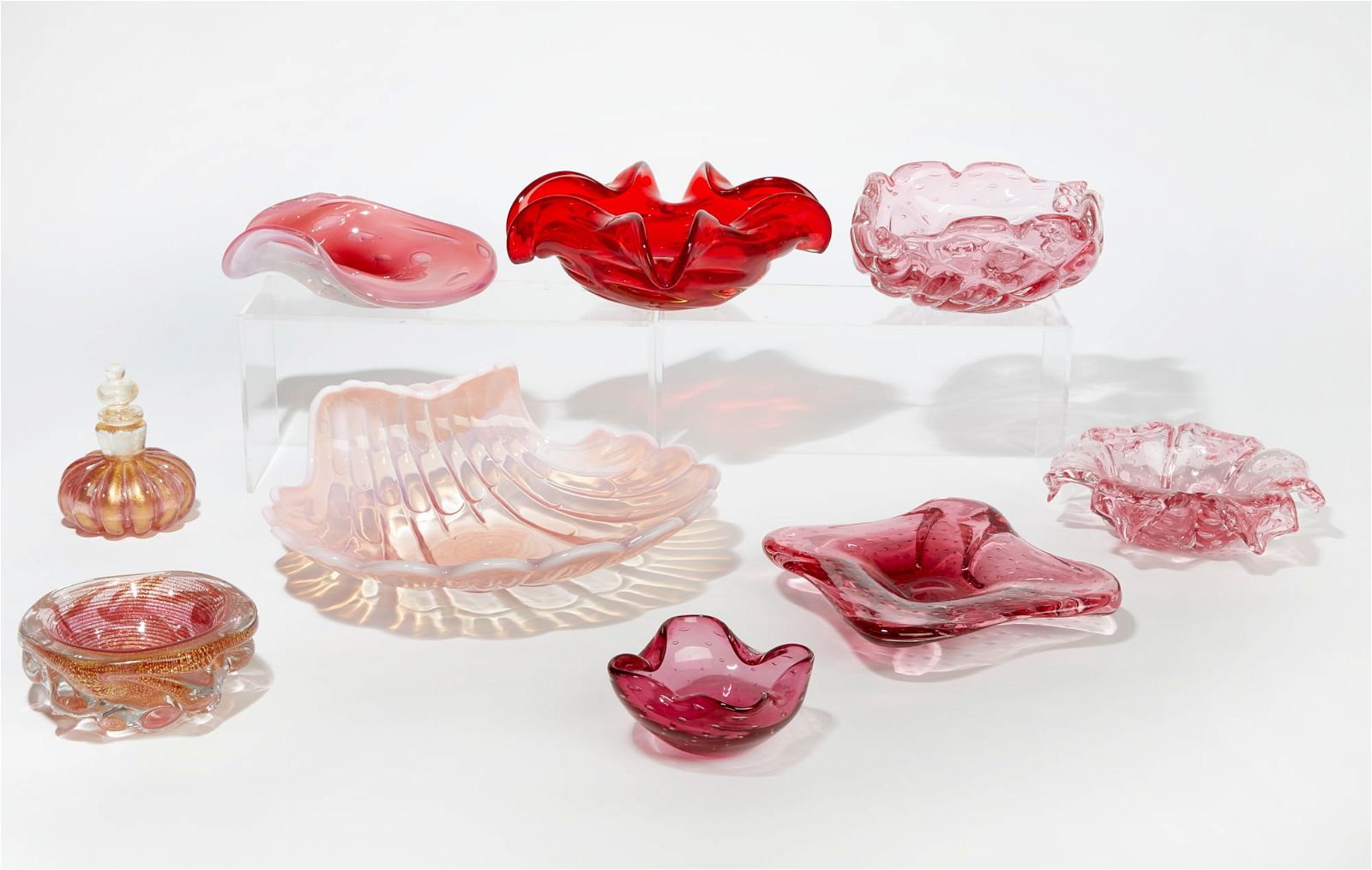 A GROUP OF NINE MURANO GLASS